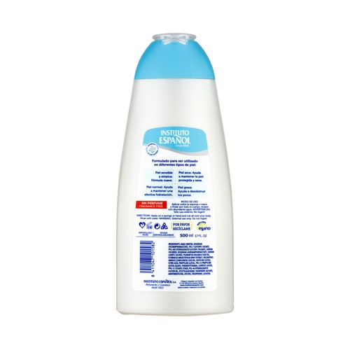INSTITUTO ESPAÑOL Ultratopic Gel suave e hidratante para ducha o baño sin perfume 500 ml.