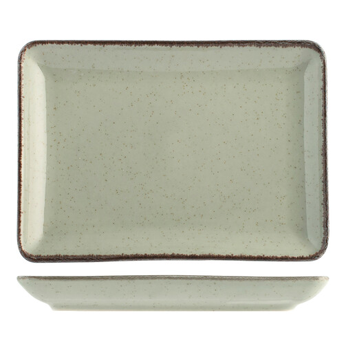 Plato rectangular fabricado en porcelana, color verde, 20 cm, Pearl PENGO.