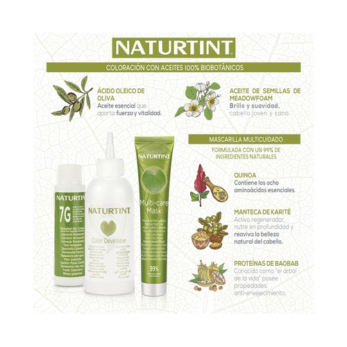NATURTINT Gel de coloración permanente sin amoníaco, tono 8N rubio trigo NATURTIN.