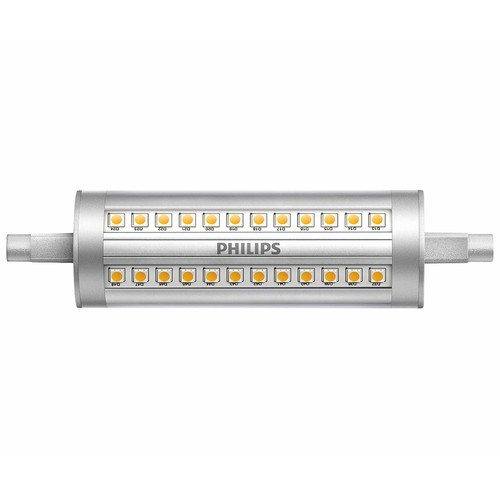 Bombilla Led R7S, 14W=100W, luz cálida 3000K, 118mm, regulable, PHILIPS.