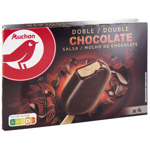 Imagen de AUCHAN Bombon helado de chocolate con salsa de chocolate, recubierto de chocolate doble 4 x 100 ml. Producto Alcampo