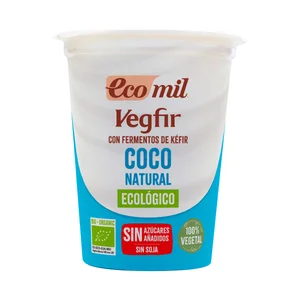 ECOMIL Vegfir de coco (con fermentos de kéfir) natural ecológico, sin azúcares añadidos 370 g.