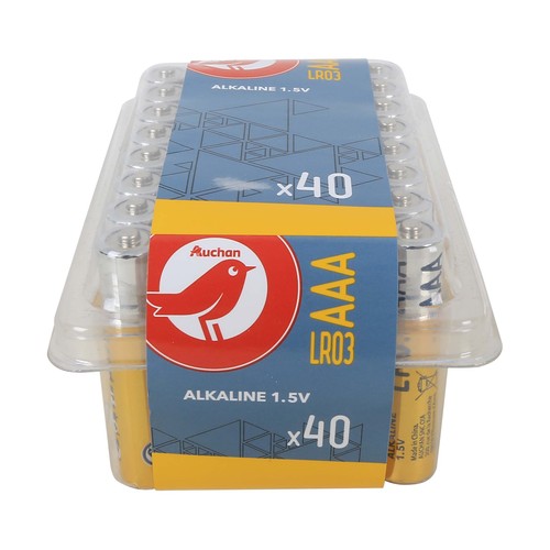 Pack de 40 pilas alcalinas AAA, LR03, 1,5V, PRODUCTO ALCAMPO.