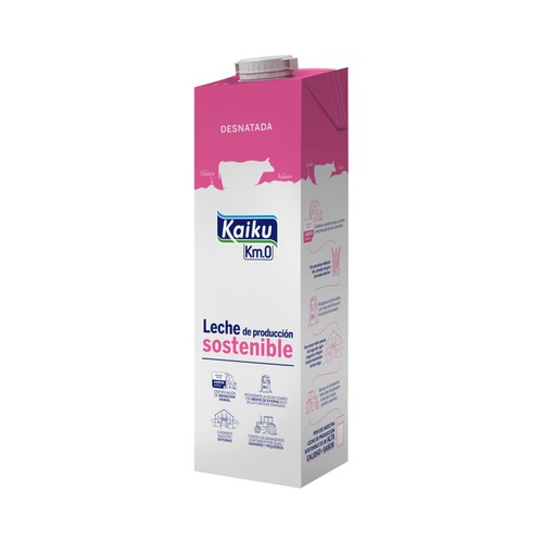 KAIKU Leche desnatada de vaca, de producción sostenible Km 0 1 l.