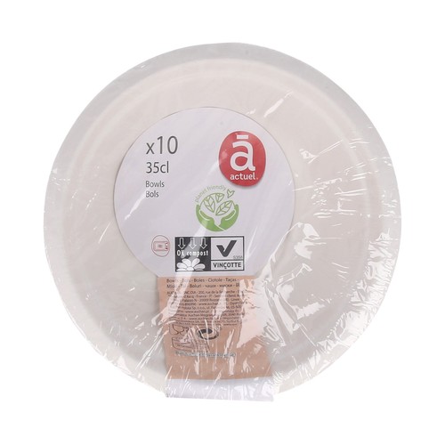 Pack de 10 boles de cartón desechables, 0,35 litros, ACTUEL.