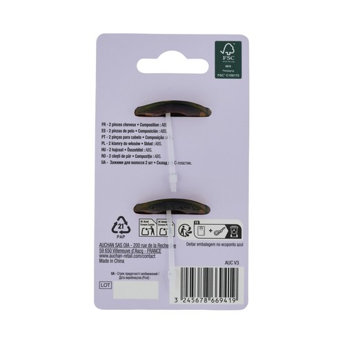 COSMIA Pinza de tamaño grnade para cabello 2 uds.
