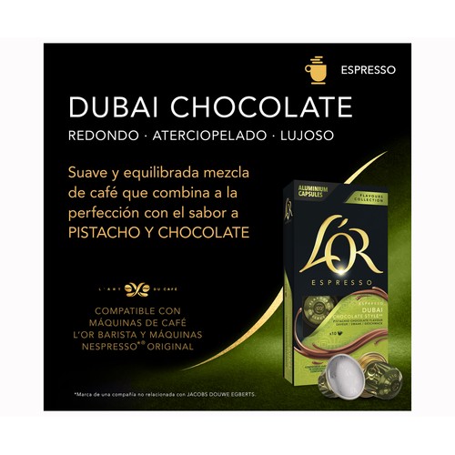 L'OR Café en cápsulas de chocolate Dubai 10 uds. 52 g.