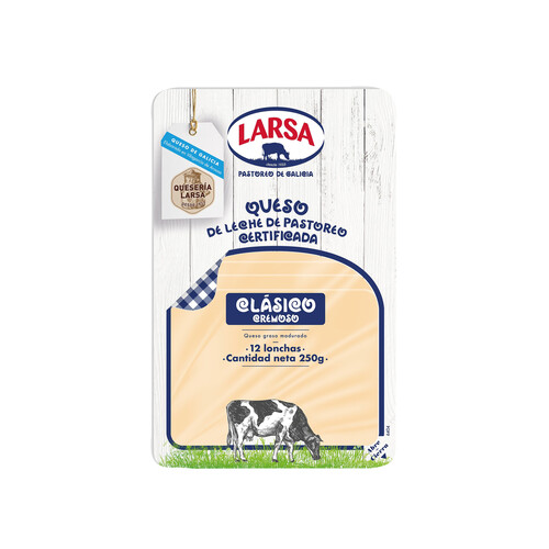 LARSA Queso en lonchas cremoso LARSA CLÁSICO 12 uds. 250 g.