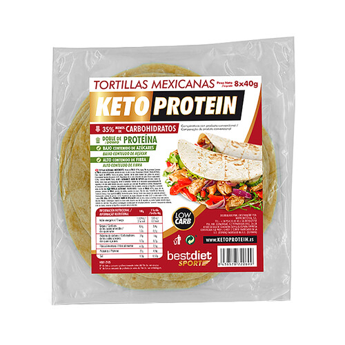 KETOPROTEIN Tortillas mexicanas con extra de proteínas KETOPROTEIN 8 uds 320 g.