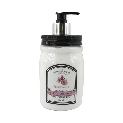 BECASAN Loción corporal con rosa mosqueta y práctico dosificador BECASAN Nature 500 ml.