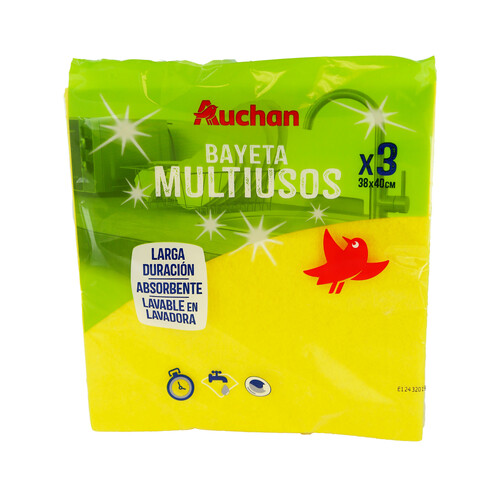 Bayetas absorbentes amarillas 38 x 40 cm PRODUCTO ALCAMPO 3 uds.