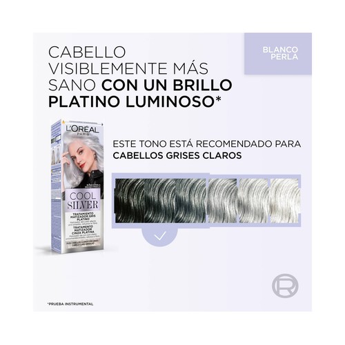 L´ORÉAL PARIS Cool silver tono blanco perla Tratamiento matizador gris platino.