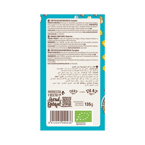 DIAT RADISSON Tortitas de maíz, sin gluten 135 g.