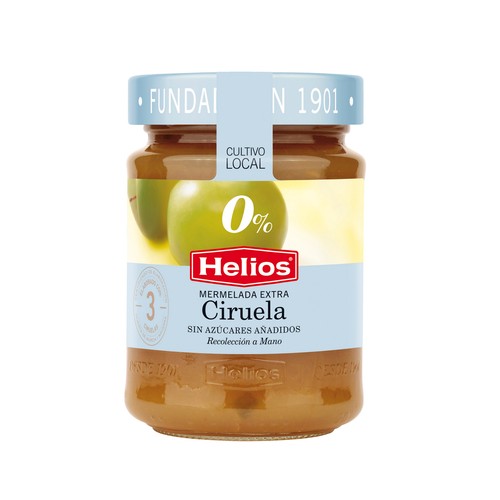 HELIOS Mermelada de ciruela, sin azúcar añadido 280 g.