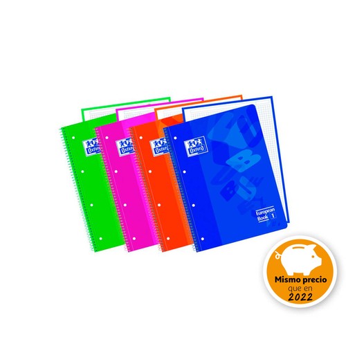 Cuaderno A4 cuadrícula 5x5 mm, 80 hojas de 90 g OXFORD.