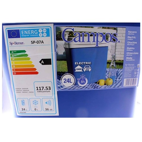 Nevera termoeléctrica portátil 12V/230V, frío o calor, CAMPOS 24L.