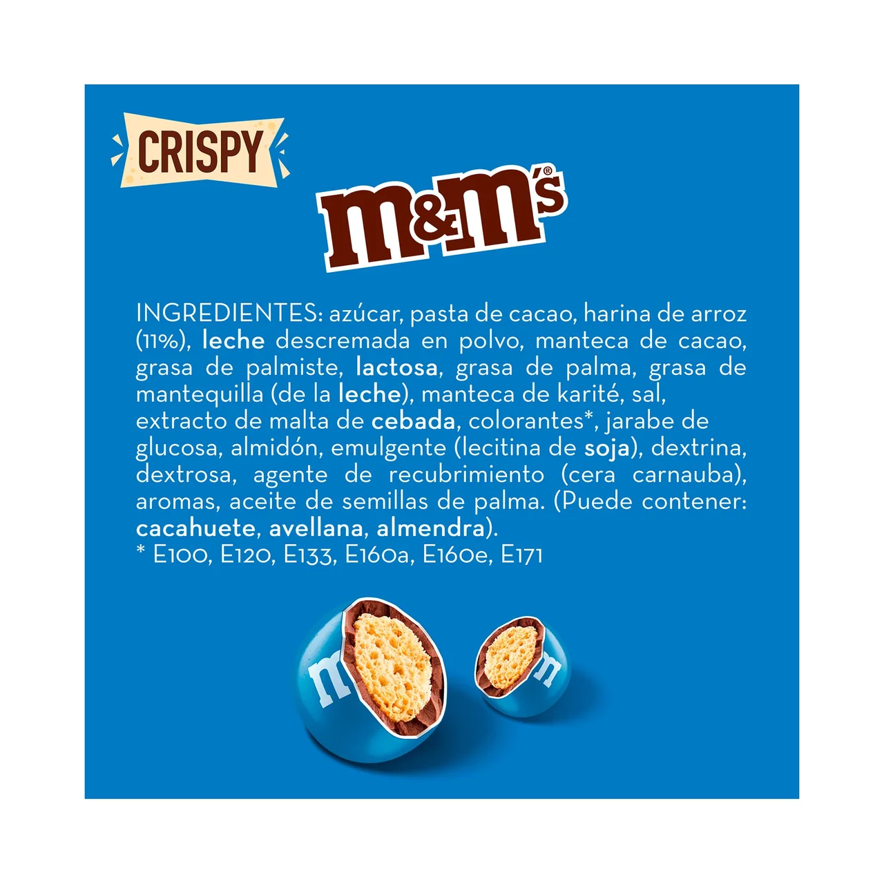 M&M"S Bolitas de arroz crujiente cubiertos de chocolate con leche 340 g.