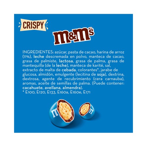 M&M"S Bolitas de arroz crujiente cubiertos de chocolate con leche 340 g.
