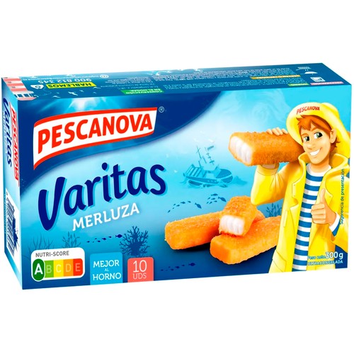 PESCANOVA Varitas de merluza empanadas 300 g.