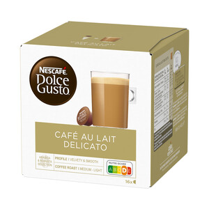 NESCAFÉ Café con leche Delicato, intensidad 5en cápsulas NESCAFÉ DOLCE GUSTO 16 uds. 187,2 g.