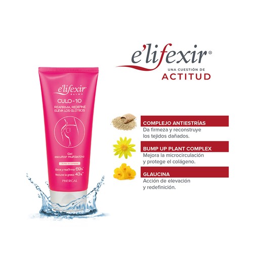E"LIFEXIR Gel escultor y reafirmante multiactivo, espcial zona de gluteos E"LIFEXIR Culo-10 200 ml.