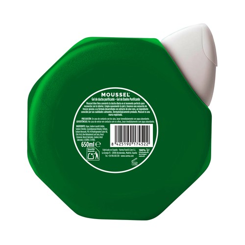 MOUSSEL Gel purificante para ducha o baño con aloe vera 100% natural 650 ml.