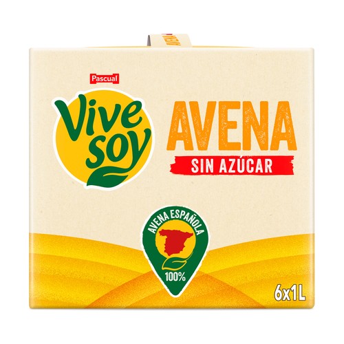 VIVESOY de Pascual Bebida vegetal de avena, sin azúcar 6 x 1 l