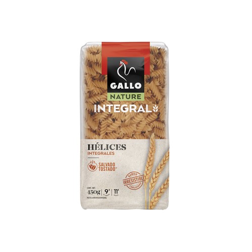 GALLO NATURE Pasta hélice integrales 450 g.