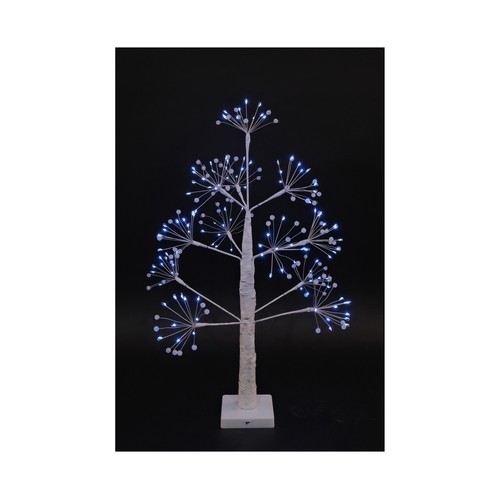 Abeto Luminoso de Mesa 60cm, a pilas, Blanco Puro decoración de Navidad, ACTUEL