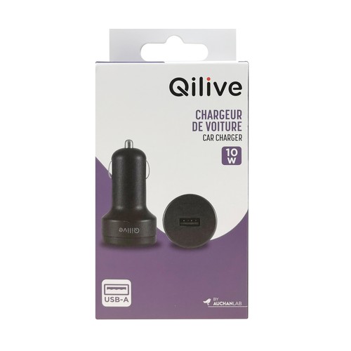 Cargador para el coche 10W USB-A, QILIVE.
