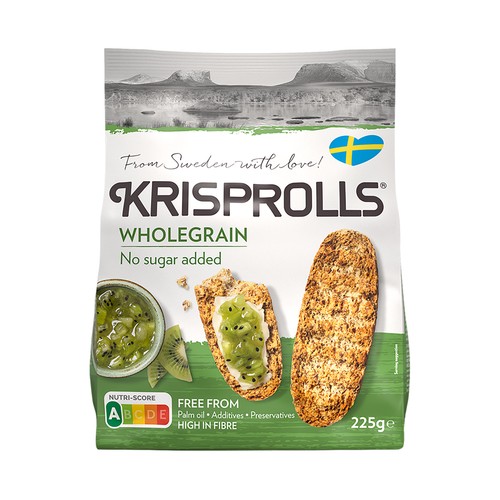 KRISPROLLS Panecillos tostados suecos integrales, sin azúcares añadidos 225 g.