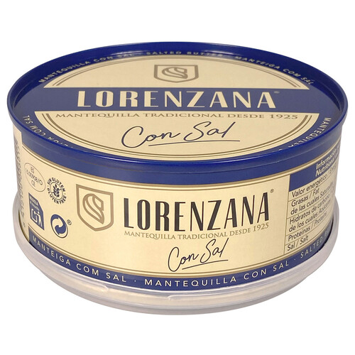 LORENZANA Lata de mantequilla tradicional con sal LORENZANA 250 g.