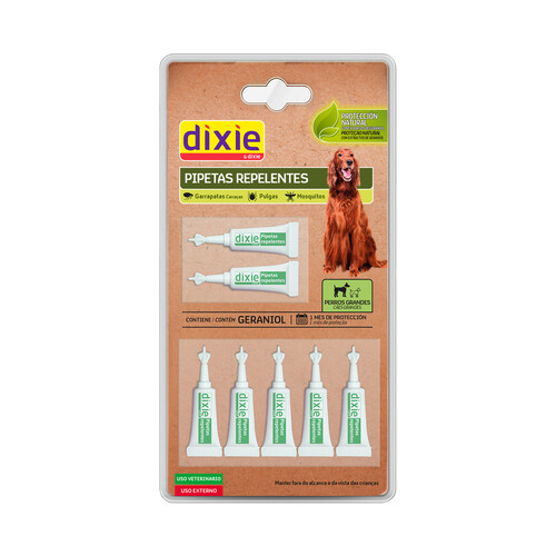 Pipetas insecticidas para perros de talla grande DIXIE 7 uds. de 2 ml.