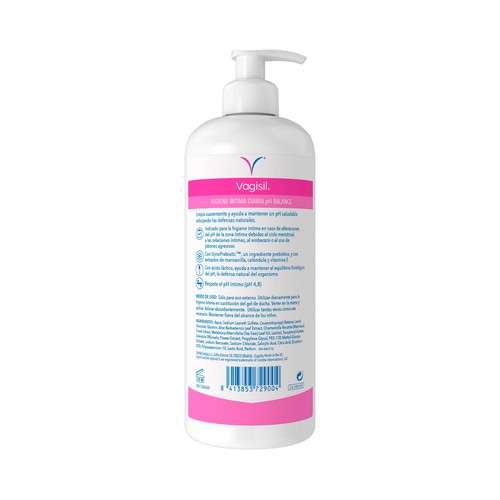 VAGISIL Gel para la higiene íntima diaria con Gynoprebiotic VAGISIL 500 ml.