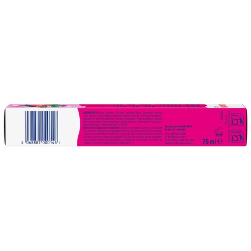 LICOR DEL POLO Junior Pasta de dientes infantil sabor fresa refrescante, para niños de +6 años 75 ml.