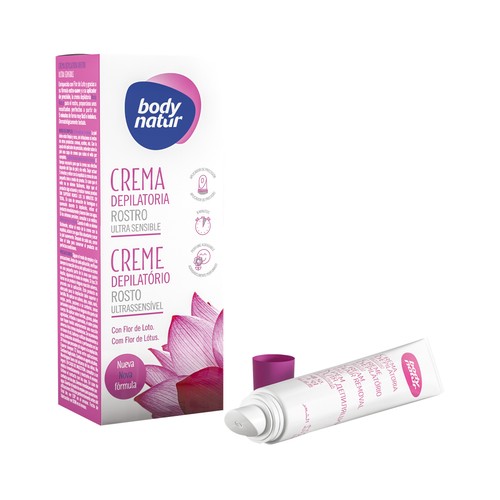 Crema depilatoria facial, para labio y menton, especial pieles ultra sensibles BODY NATUR 20 ml.