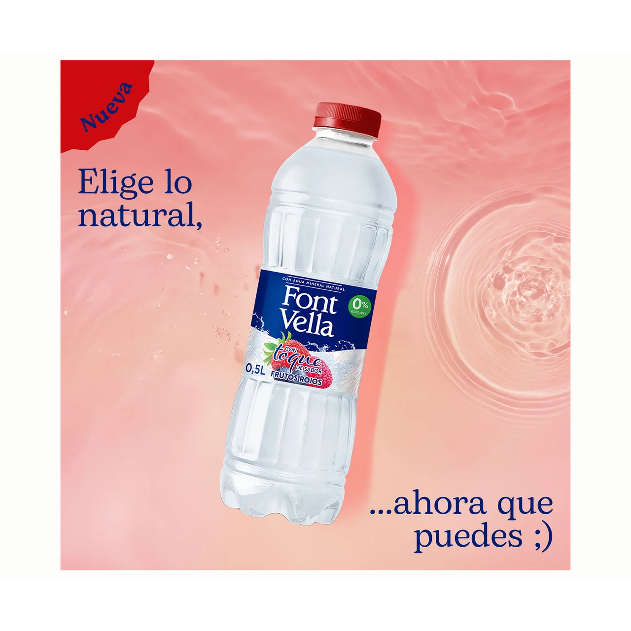 Agua mineral toque frutos rojos 0,5 l.