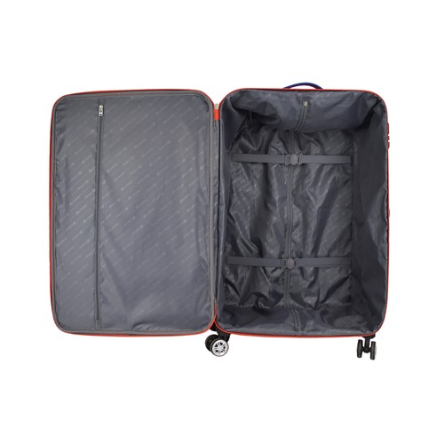 Maleta grande tipo trolley 45x75x27 cm, 4 ruedas, color rojo, ALCAMPO AIRPORT.