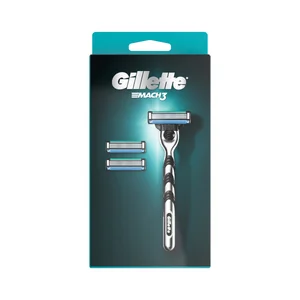GILLETTE Máquina de afeitar, con cabezal basculante de 3 hojas y 2 recambios GILLETTE Mach 3.