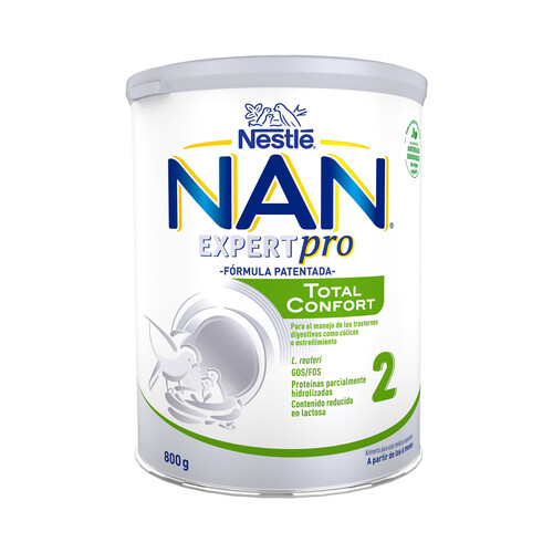 NAN Expert pro total confort 2 Leche en polvo de continuación, a partir de 6 meses 800 g.
