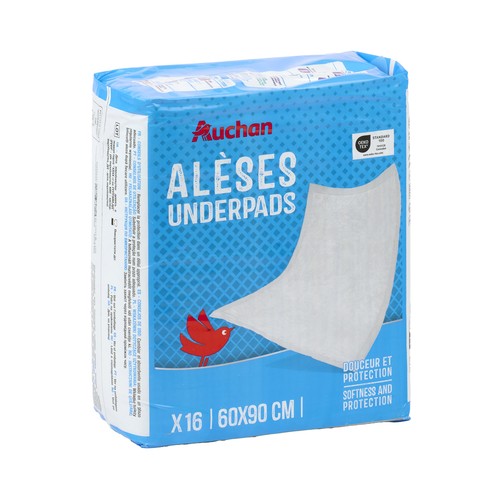 PRODUCTO ALCAMPO Protectores de cama (empapadores) de 60 x 90 cm 16 uds.
