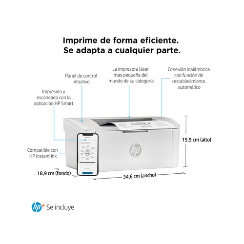 Impresora láser HP Laserjet M110we 7MD66E, WiFi, 6 meses Instant Ink con HP+.