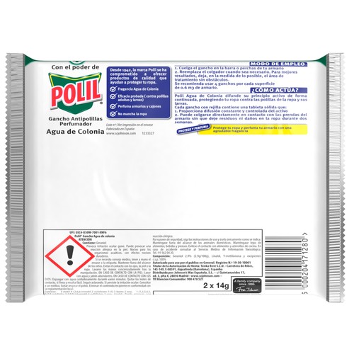 POLIL Antipolillas en colgador con aroma a colonia 2 uds.x 14 g.