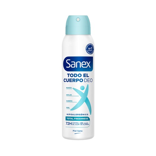 SANEX Total freshness Desodorante en spray unisex para todo el cuerpo (manos, axilas, zonas íntimas ...) 150 ml.