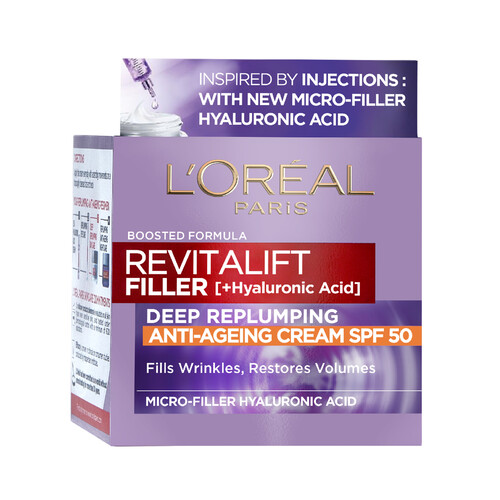 L´ORÉAL PARIS Crema de día rellenadora de arrguas y con FPS 50 L´OREAL PARIS Revitalift filler 50 ml.