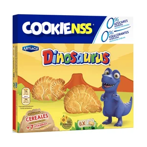 DINOSAURUS Galletas de cereales con forma de dinosaurios 6 uds. 185 g.