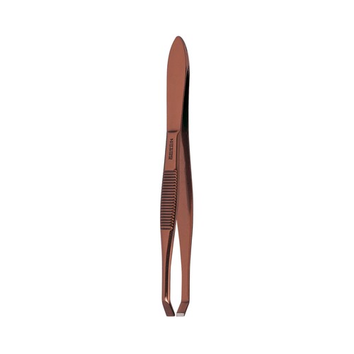 BETER Pinza cobreada de 8,3 cm para depilación con punta cangrejo.