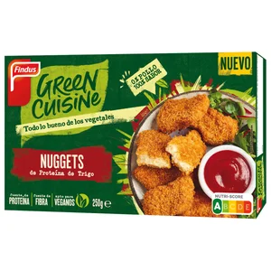 FINDUS Nuggets sin pollo, a base de proteína de trigo Green cuisine 250 g.