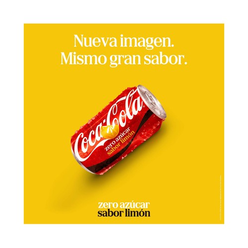 COCA COLA Zero azúcar Refresco de cola con sabor a limón lata 33 cl.