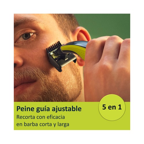 PHILIPS Oneblade 360_cara Maquinilla que recorta, perfila y afeita cualquier longitud de barba.